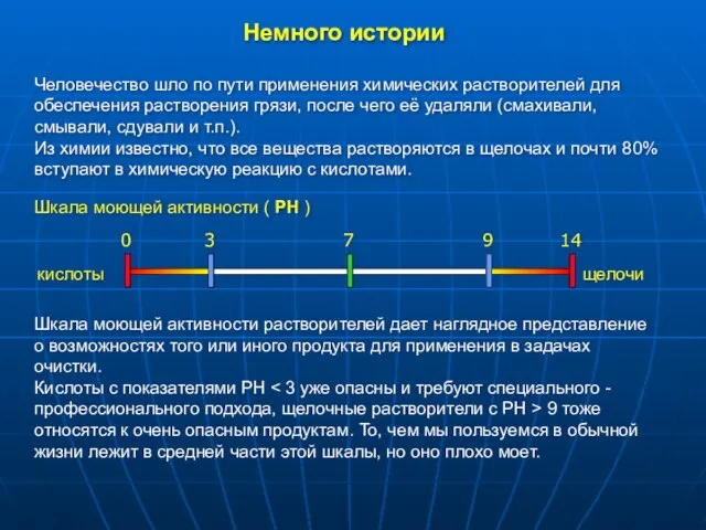 Немного истории Человечество шло по пути применения химических растворителей для обеспечения растворения