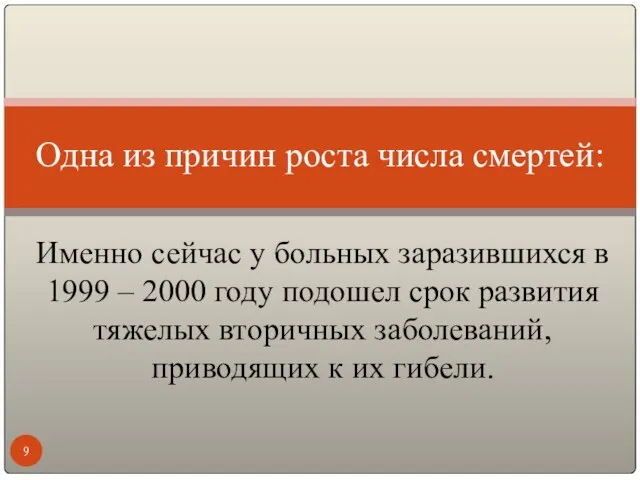 Именно сейчас у больных заразившихся в 1999 – 2000 году подошел срок