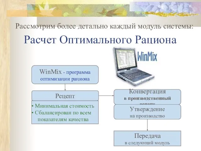 Расчет Оптимального Рациона WinMix - программа оптимизации рациона Минимальная стоимость Сбалансирован по