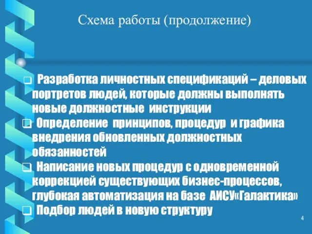 Разработка личностных спецификаций – деловых портретов людей, которые должны выполнять новые должностные