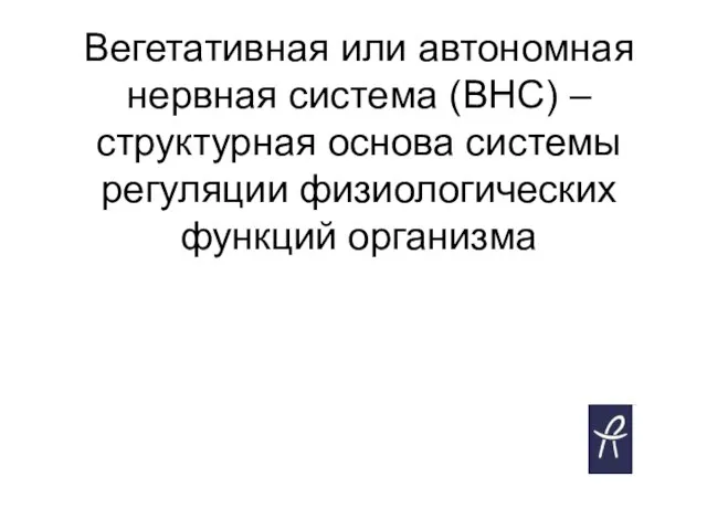 Вегетативная или автономная нервная система (ВНС) – структурная основа системы регуляции физиологических функций организма