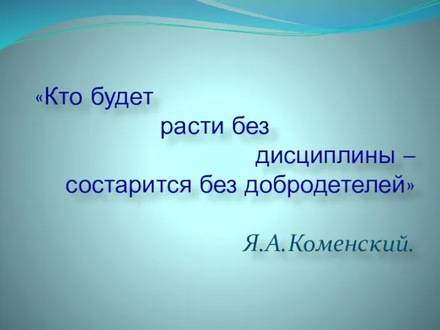 «Кто будет расти без дисциплины – состарится без добродетелей» Я.А.Коменский.