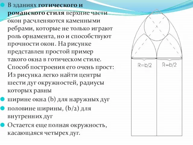 В зданиях готического и ромaнского стиля верхние части окон расчленяются каменными ребрами,