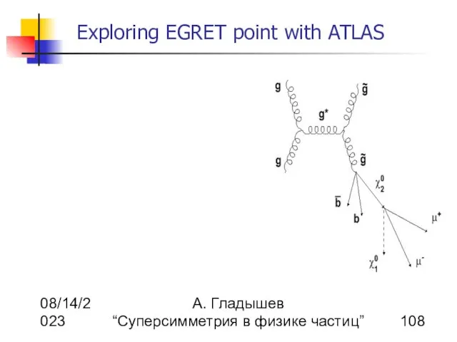 08/14/2023 А. Гладышев “Суперсимметрия в физике частиц” Exploring EGRET point with ATLAS