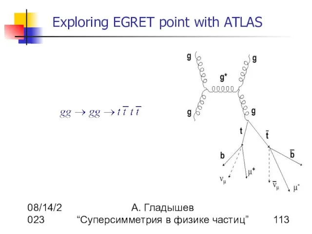 08/14/2023 А. Гладышев “Суперсимметрия в физике частиц” Exploring EGRET point with ATLAS