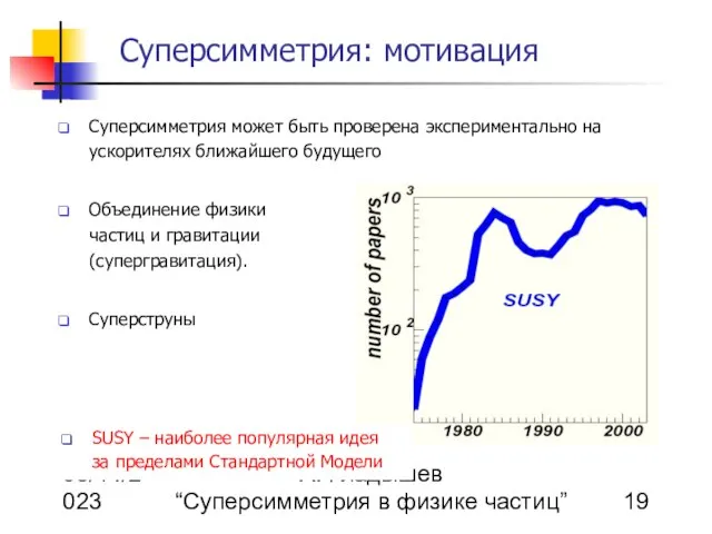 08/14/2023 А. Гладышев “Суперсимметрия в физике частиц” Суперсимметрия: мотивация Суперсимметрия может быть