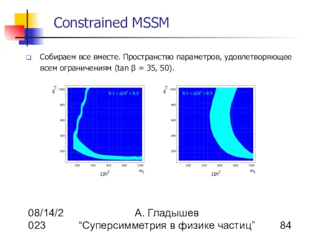 08/14/2023 А. Гладышев “Суперсимметрия в физике частиц” Constrained MSSM Собираем все вместе.