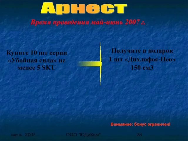 июнь 2007 ООО "ЮДиКом" Арнест Купите 10 шт серии «Убойная сила» не