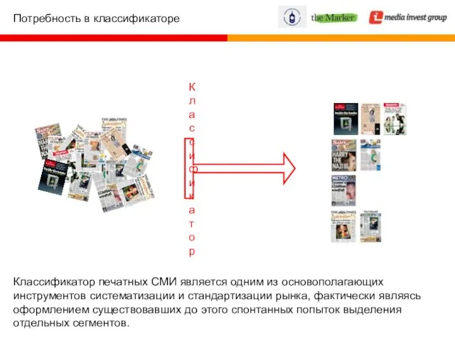 Потребность в классификаторе Классификатор печатных СМИ является одним из основополагающих инструментов систематизации