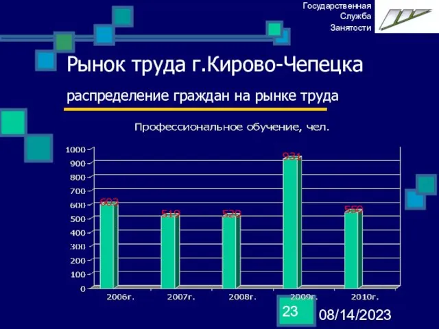 08/14/2023 Рынок труда г.Кирово-Чепецка распределение граждан на рынке труда