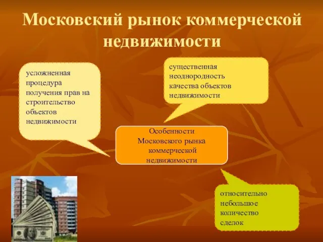 Московский рынок коммерческой недвижимости Особенности Московского рынка коммерческой недвижимости относительно небольшое количество