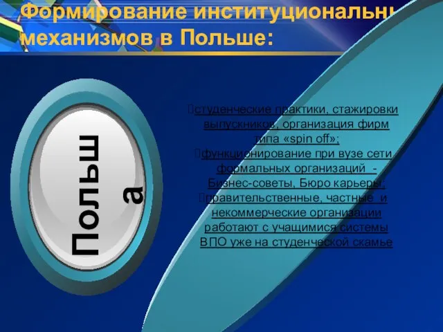 Формирование институциональных механизмов в Польше: студенческие практики, стажировки выпускников, организация фирм типа