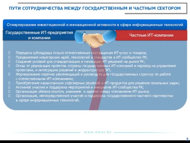 Передача субподряда только отечественным поставщикам ИТ-услуг и товаров; Продвижение новаторских идей, технологий