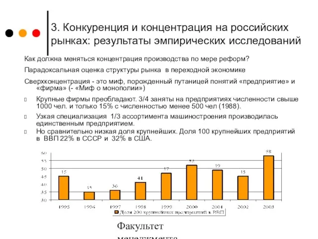 Факультет менеджмента 2006/2007 3. Конкуренция и концентрация на российских рынках: результаты эмпирических