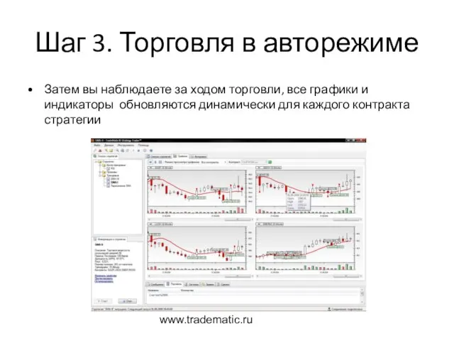 www.tradematic.ru Шаг 3. Торговля в авторежиме Затем вы наблюдаете за ходом торговли,