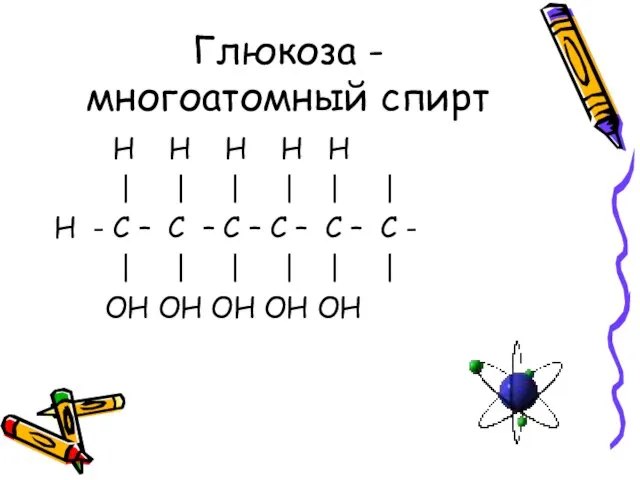 Глюкоза -многоатомный спирт H H H H H | | | |