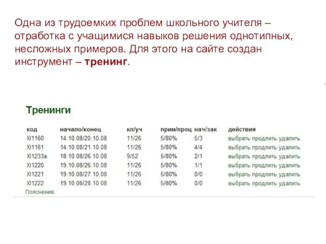 Одна из трудоемких проблем школьного учителя – отработка с учащимися навыков решения