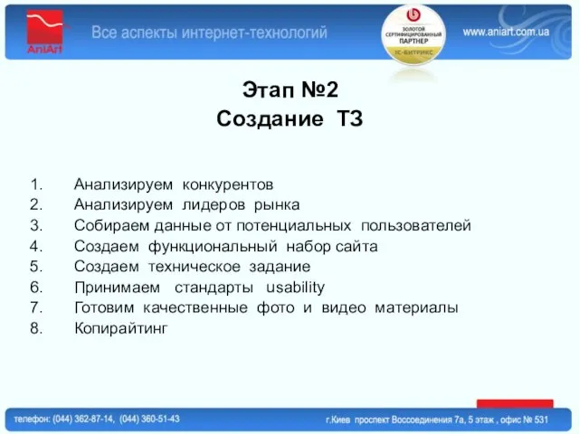 Этап №2 Создание ТЗ Анализируем конкурентов Анализируем лидеров рынка Собираем данные от