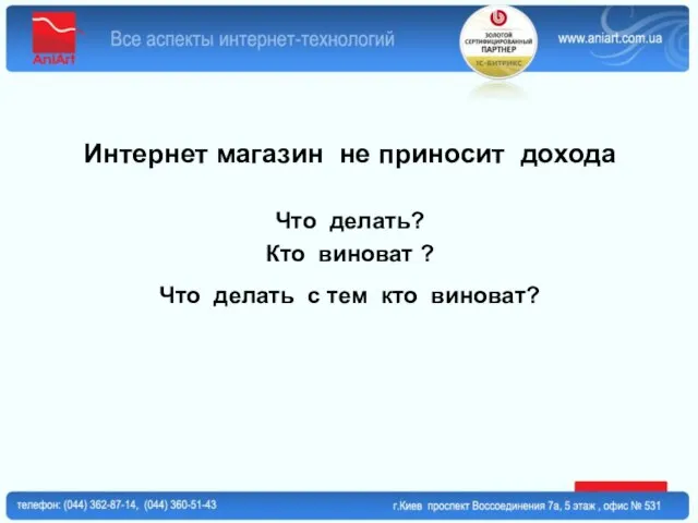 Интернет магазин не приносит дохода Что делать? Кто виноват ? Что делать с тем кто виноват?