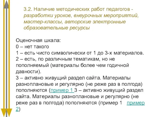 3.2. Наличие методических работ педагогов - разработки уроков, внеурочных мероприятий, мастер-классы, авторские