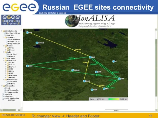 To change: View -> Header and Footer Russian EGEE sites connectivity