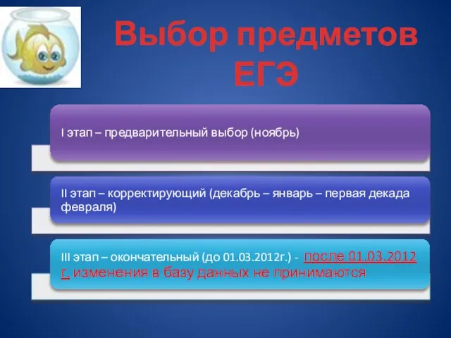 Выбор предметов ЕГЭ учащимися 11 классов