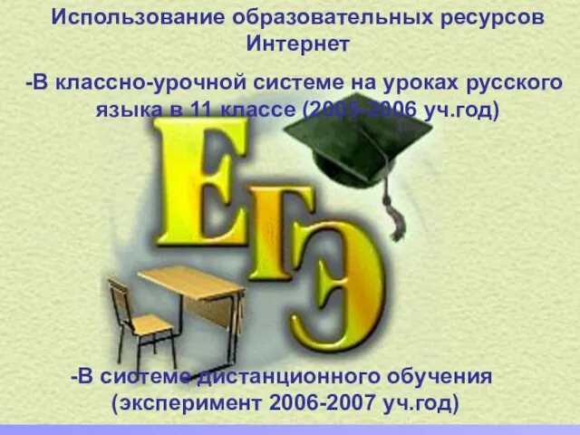 Использование образовательных ресурсов Интернет В классно-урочной системе на уроках русского языка в