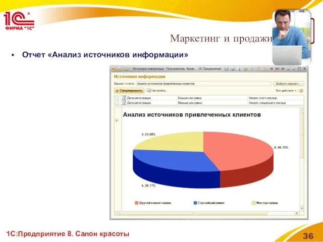 1С:Предприятие 8. Салон красоты Отчет «Анализ источников информации» Маркетинг и продажи