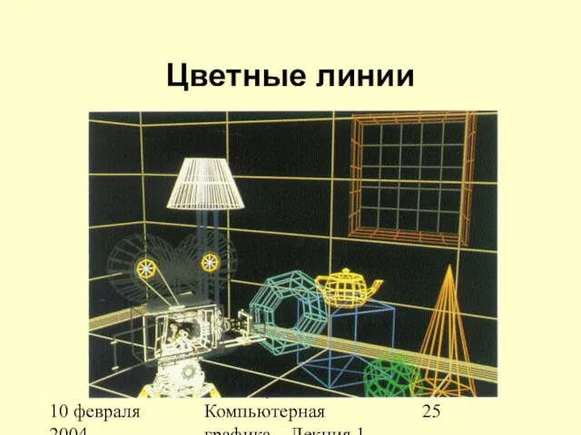 10 февраля 2004 Компьютерная графика Лекция 1 Цветные линии