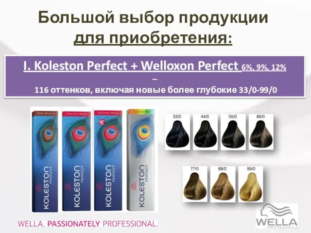 Большой выбор продукции для приобретения: I. Koleston Perfect + Welloxon Perfect 6%,