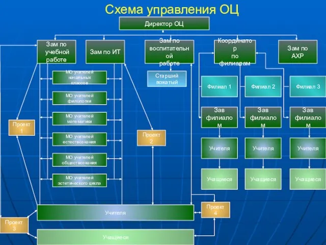 Схема управления ОЦ Директор ОЦ Зам по учебной работе Зам по АХР