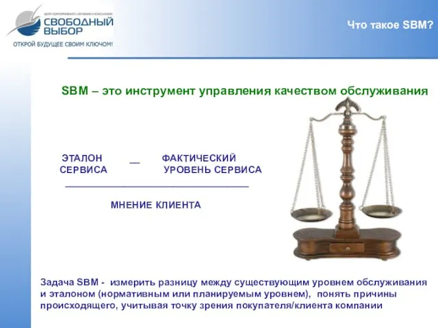 ЭТАЛОН __ ФАКТИЧЕСКИЙ СЕРВИСА УРОВЕНЬ СЕРВИСА __________________________________ МНЕНИЕ КЛИЕНТА SBM – это