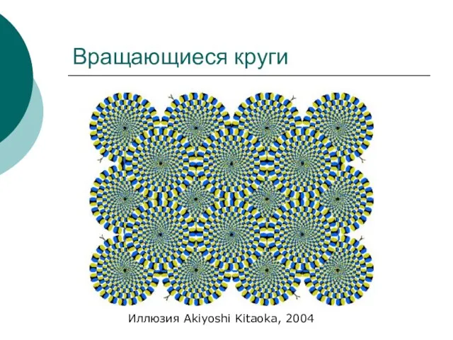 Вращающиеся круги Иллюзия Akiyoshi Kitaoka, 2004