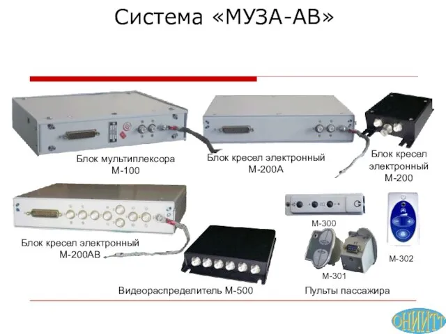 Система «МУЗА-АВ» Блок мультиплексора М-100 Блок кресел электронный М-200А Блок кресел электронный