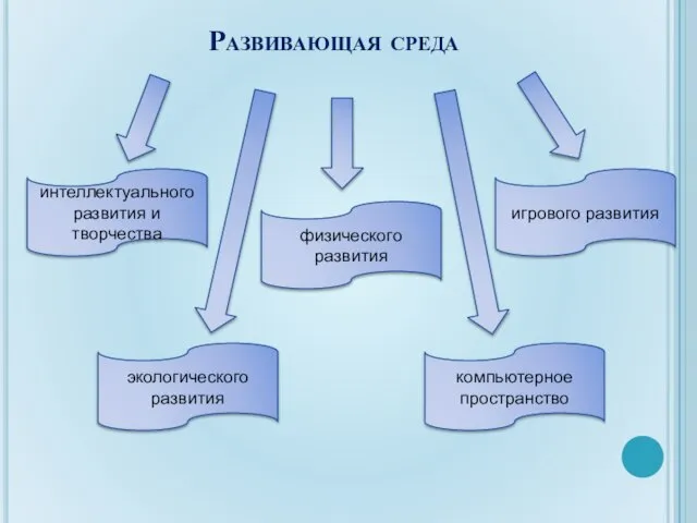 Развивающая среда интеллектуального развития и творчества компьютерное пространство физического развития экологического развития игрового развития