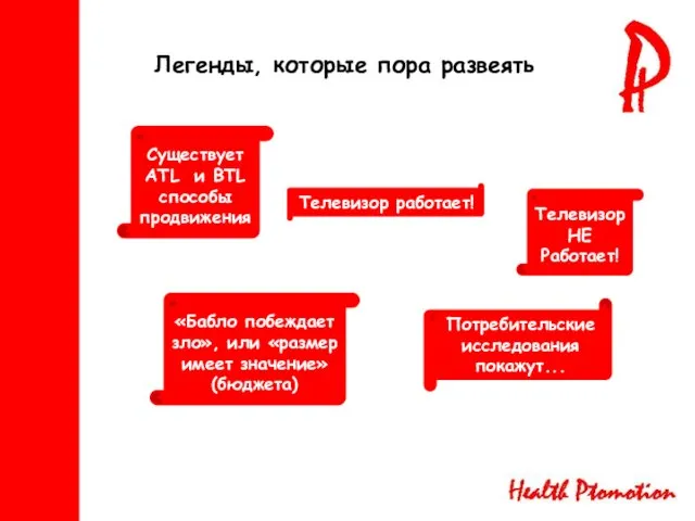 Легенды, которые пора развеять Существует ATL и BTL способы продвижения Телевизор НЕ