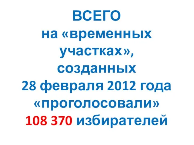 ВСЕГО на «временных участках», созданных 28 февраля 2012 года «проголосовали» 108 370 избирателей