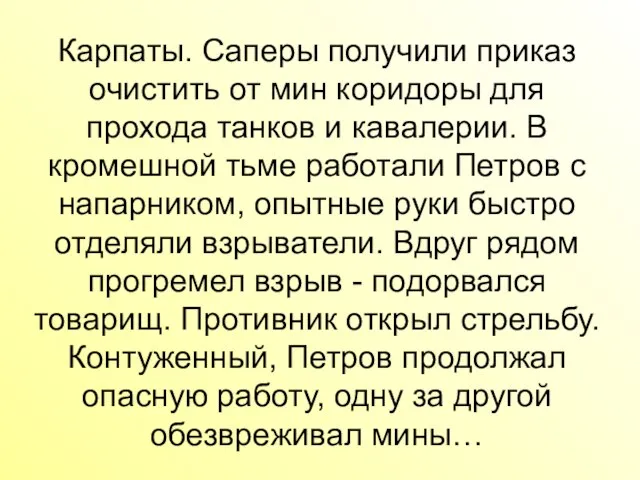 Карпаты. Саперы получили приказ очистить от мин коридоры для прохода танков и