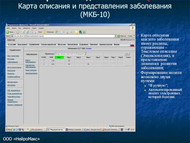 Справочные данные GEMO-SQL Карта описания и представления заболевания (МКБ-10) - Карта описания