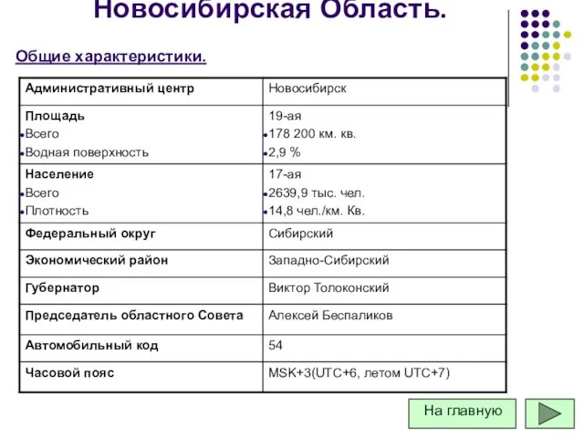 Новосибирская Область. Общие характеристики.