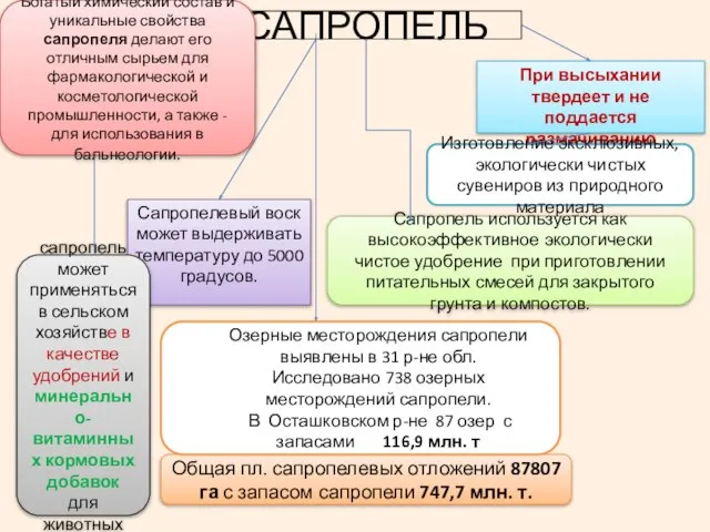 САПРОПЕЛЬ При высыхании твердеет и не поддается размачиванию Общая пл. сапропелевых отложений