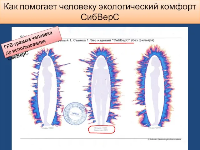 Как помогает человеку экологический комфорт СибВерС DREAM TEAM SIBVERS ГРВ-грамма человека до использования СибВерС