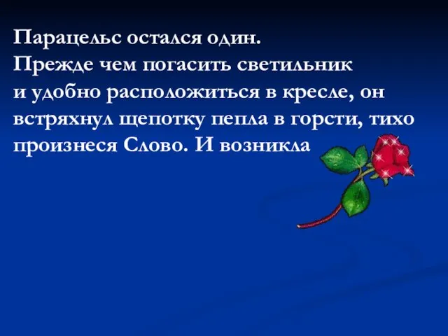 Парацельс остался один. Прежде чем погасить светильник и удобно расположиться в кресле,