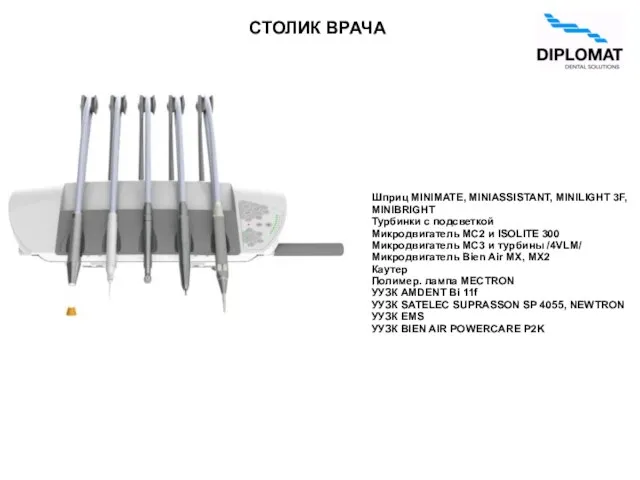 Шприц MINIMATE, MINIASSISTANT, MINILIGHT 3F, MINIBRIGHT Турбинки с подсветкой Микродвигатель MC2 и