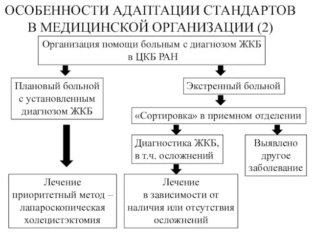 ОСОБЕННОСТИ АДАПТАЦИИ СТАНДАРТОВ В МЕДИЦИНСКОЙ ОРГАНИЗАЦИИ (2) Плановый больной с установленным диагнозом