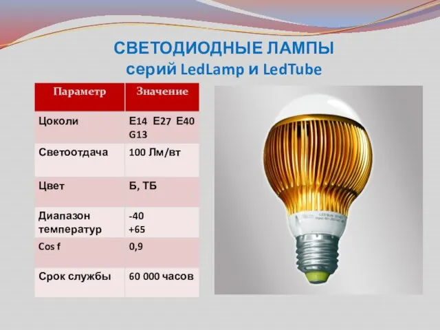 СВЕТОДИОДНЫЕ ЛАМПЫ серий LedLamp и LedTube