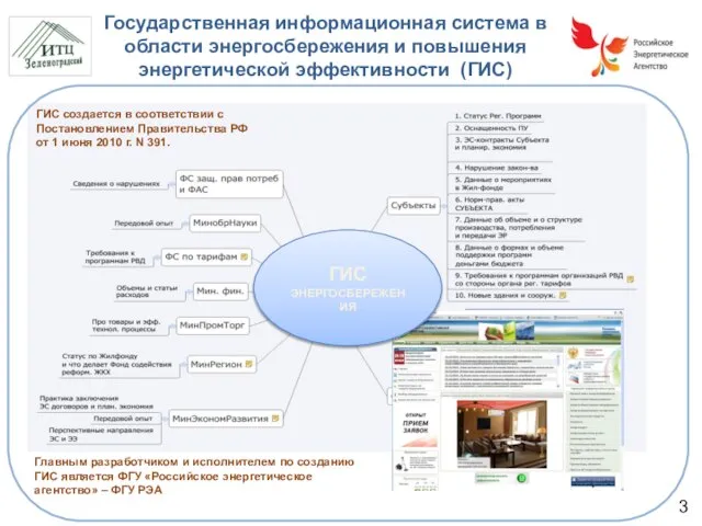 Государственная информационная система в области энергосбережения и повышения энергетической эффективности (ГИС) ГИС