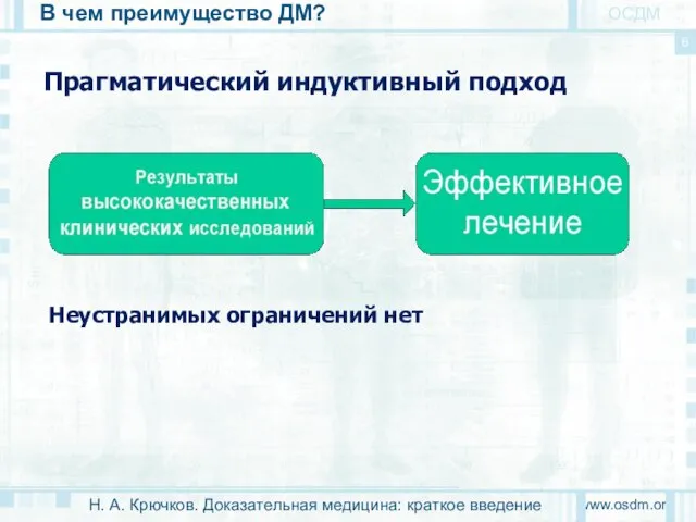 В чем преимущество ДМ? www.osdm.org 6 ОСДМ Прагматический индуктивный подход Неустранимых ограничений