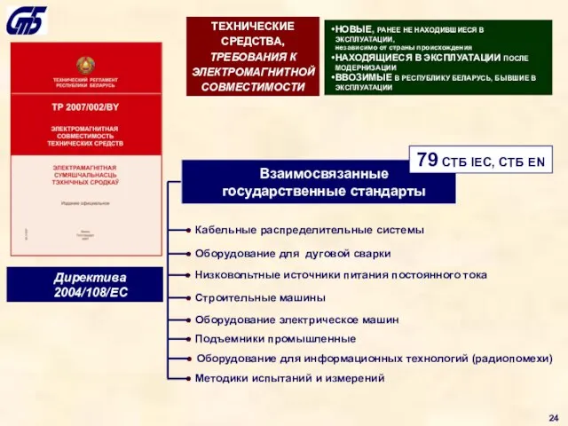 Директива 2004/108/ЕС Взаимосвязанные государственные стандарты Кабельные распределительные системы Оборудование для дуговой сварки