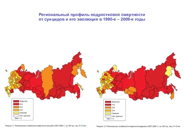 Региональный профиль подростковой смертности от суицидов и его эволюция в 1990-е – 2009-е годы